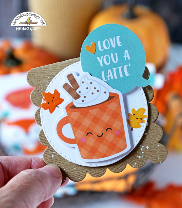 doodlebug, doodlebug pumpkin spice, fall, autumn, doodlebug autumn, doodlebug collections, coffee cards, honey bee stamps coffee cup card, pumpkin spice latte card, crafts, handmade cards, wanda guess, a blog called wanda