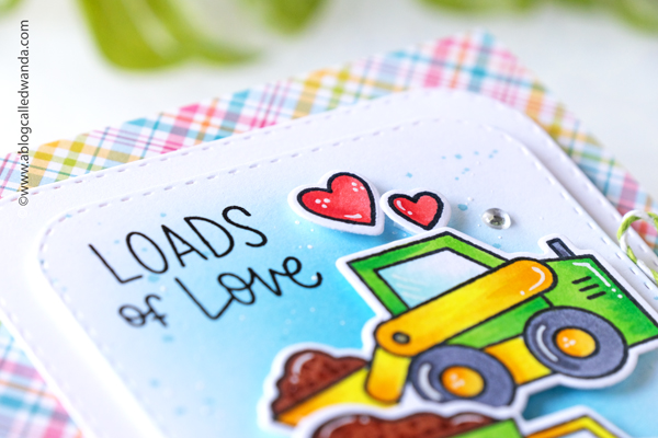 pretty pink posh, pretty pink posh construction trucks, pretty pink posh stamps and dies, lawn fawn rainbow paper, trucks, stamps, cards for boys, card ideas, copics, ink blending, wanda guess, blog hop, a blog called wanda