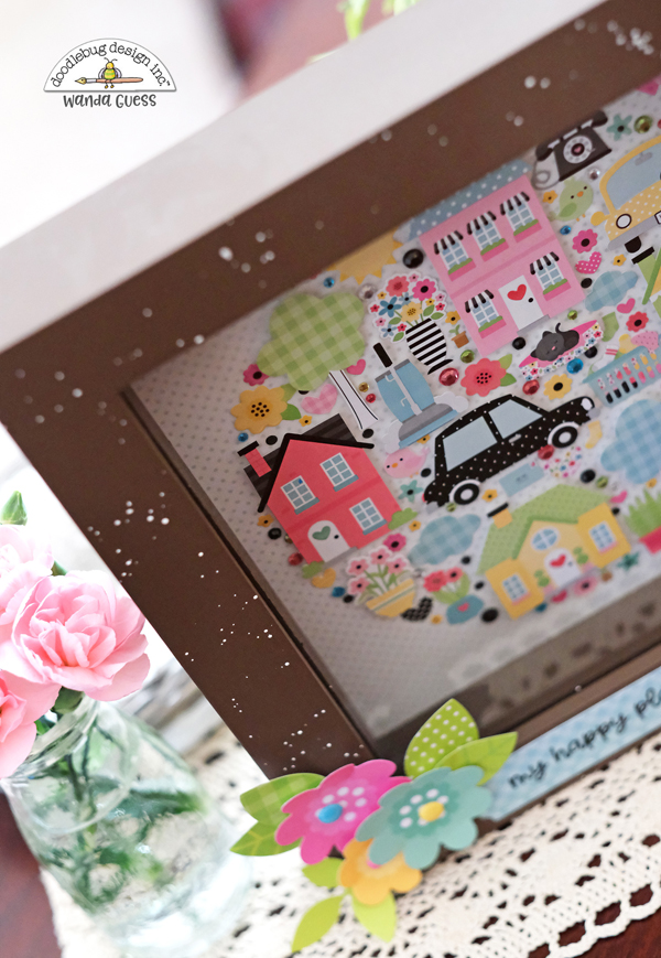 doodlebug, doodlebug design, doodlebug my happy place, doodlebug shadow box, doodlebug shadow box insert, home, frame, project, home decor, scrapbooking, card making, wanda guess, a blog called wanda