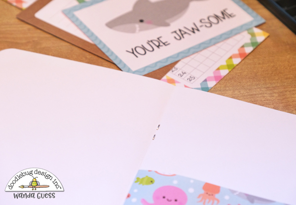 doodlebug, doodlebug paper, doodlebug seaside summer, doodlebug ideas, doodlebug scrapbooking, travelers notebooks, how to make your own travelers notebooks, diy travelers notebooks, scrapbook ideas, make your own scrapbook, wanda guess, a blog called wanda