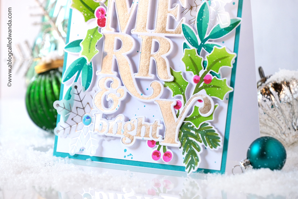 pinkfresh studio, pinkfresh studio stamps and dies, stencils, christmas, winter, new release, ornaments, sparkling diamonds, holiday ornaments, christmas cards, handmade christmas card, card ideas, pinkfresh snowflakes, merry and bright die, hot foil ideas, festive leaves, ink blending, stenciling, wanda guess, blog hop, a blog called wanda