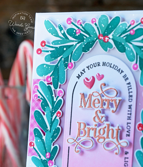 the greetery, the greetery new release, the greetery stamps and dies, the greetery a song of christmas, the greetery jumbo ornament, the greetery mistletoe arches, stencils, stamping, die cutting, christmas cards, handmade christmas cards, winter, card ideas, make your own christmas cards, card layouts, wanda guess, a blog called wanda