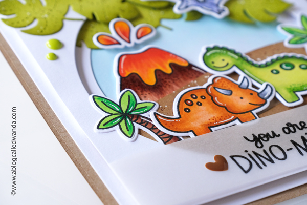 pretty pink posh, pretty pink posh stamps, dinosaurs, dinosaur stamps, dinosaur cards, copics, boy cards, birthday cards for kids, make your own cards, wanda guess, a blog called wanda