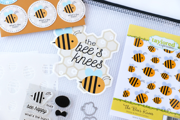 taylored expressions, taylored expressions card kits, card kit, bee's knees kit, bees, stamping, stencils, die cuts, scrapbooking, card ideas, card layouts, taylored expressions stamps, wanda guess, a blog called wanda
