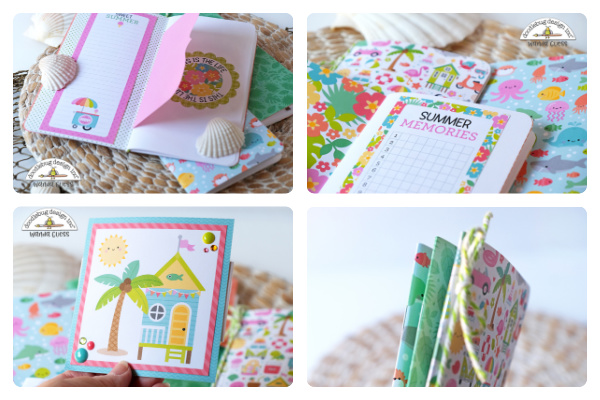 doodlebug, doodlebug paper, doodlebug seaside summer, doodlebug ideas, doodlebug scrapbooking, travelers notebooks, how to make your own travelers notebooks, diy travelers notebooks, scrapbook ideas, make your own scrapbook, wanda guess, a blog called wanda