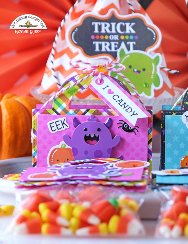 doodlebug, doodlebug monster madness, doodlebug halloween, doodlebug monsters, halloween treat ideas, halloween treat boxes, halloween candy treat bags, pixi dust halloween box, make your own halloween treats, halloween party ideas, wanda guess, a blog called wanda