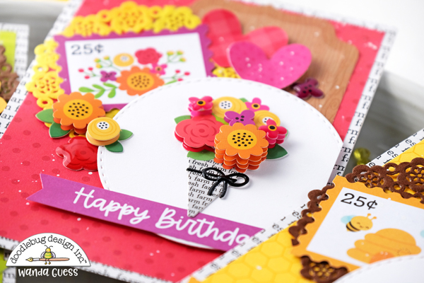doodlebug, doodlebug design, doodlebug farmers market collection, fall, autumn, farmers market, scrapbooking, cards, handmade, card ideas with scrapbook paper, birthday cards, bees, sunflowers, doodlebug cards, wanda guess, a blog called wanda