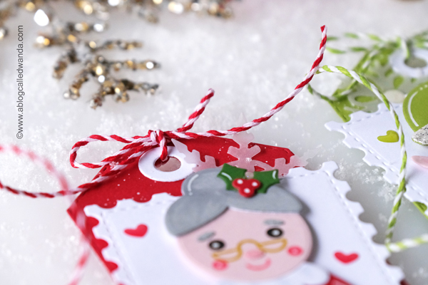 taylored expressions holiday squad, taylored expressions postage stamp stacklets, taylored expressions noel stamp and stencil, stencils, blender brushes, glitter paste, tags, christmas, holiday, elf, santa, mrs claus, make your own christmas tags, christmas cards, stencils with distress ink, blender brushes, classic christmas cards, card ideas, tag ideas, wanda guess, a blog called wanda