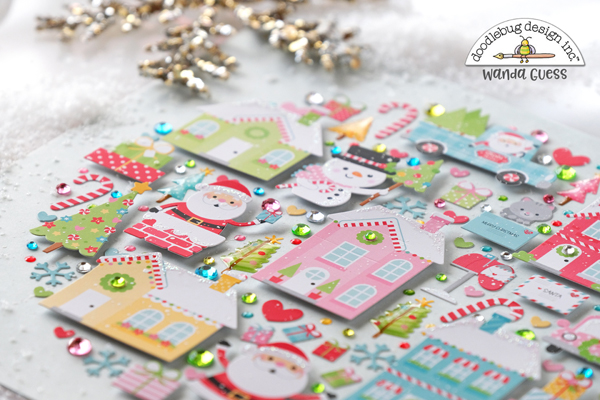doodlebug, doodlebug design, doodlebug paper, doodlebug scrapbooking, doodlebug christmas, doodlebug candy cane lane, doodlebug shadow box, christmas scrapbooking, winter, santa, shadow box, paper crafting, diy, wanda guess, a blog called wanda