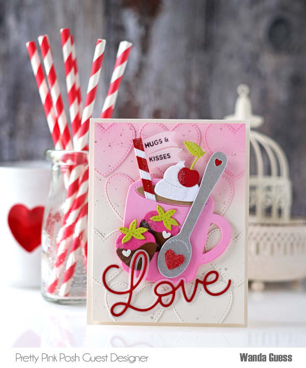pretty pink posh, new release, pretty pink posh stamps and dies, pretty pink posh winter mug, valentine mug, hearts, valentines, valentine cards, diy valentine, make your own valentines, coffee theme, cardmaking, die cutting and stamping, card layout ideas, wanda guess, a blog called wanda