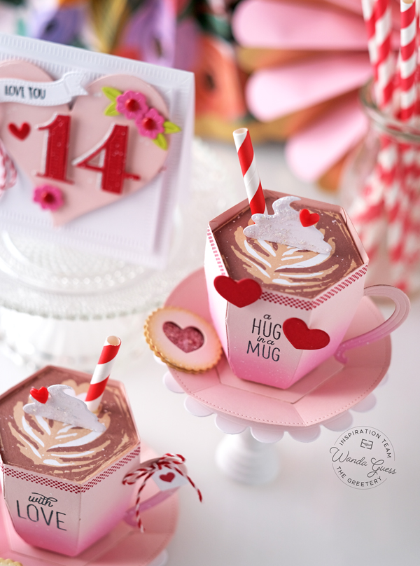 the greetery, the greetery stamps and dies, the greetery hug in a mug, the greetery valentines, the greetery cake pops, the greetery crimped notecard, the greetery shapely hearts, diy valentines, valentine ideas, party ideas, handmade valentines, valentines crafts, homemade, wanda guess, a blog called wanda, valentine party, coffee crafts, card ideas