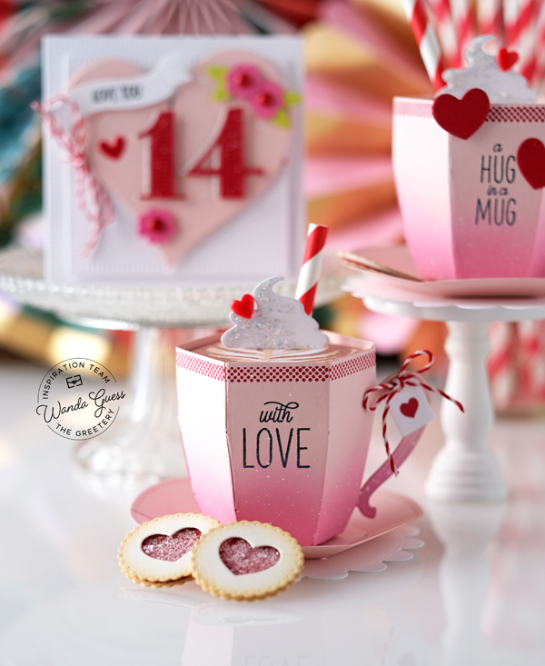 the greetery, the greetery stamps and dies, the greetery hug in a mug, the greetery valentines, the greetery cake pops, the greetery crimped notecard, the greetery shapely hearts, diy valentines, valentine ideas, party ideas, handmade valentines, valentines crafts, homemade, wanda guess, a blog called wanda, valentine party, coffee crafts, card ideas