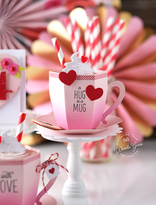the greetery, the greetery stamps and dies, the greetery hug in a mug, the greetery valentines, the greetery cake pops, the greetery crimped notecard, the greetery shapely hearts, diy valentines, valentine ideas, party ideas, handmade valentines, valentines crafts, homemade, wanda guess, a blog called wanda, valentine party, coffee crafts, card ideas