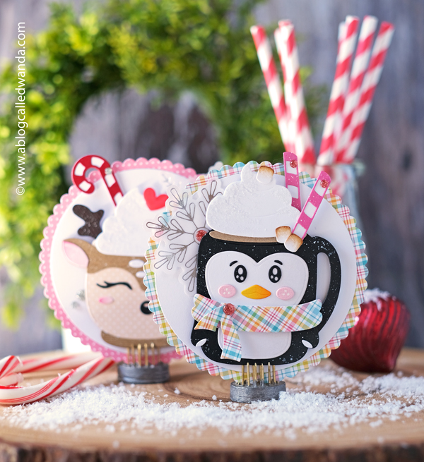 pixi dust designs, pixi dust mug, pixi dust reindeer mug, pixi dust penguin mug, tags, christmas, winter, coffee, mugs, die cuts, handmade, card ideas, christmas tags, make your own cards, tags, wanda guess, a blog called wanda