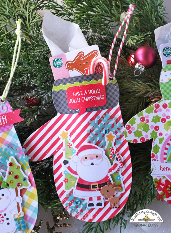 doodlebug designs, doodlebug, doodlebug paper, doodlebug candy cane lane, doodlebug christmas, winter, mittens, gift card ideas, gift card holder, diy, make your own ornaments, coffee card holder, paper ornaments, cute christmas crafts, wanda guess, a blog called wanda