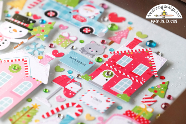 doodlebug, doodlebug design, doodlebug paper, doodlebug scrapbooking, doodlebug christmas, doodlebug candy cane lane, doodlebug shadow box, christmas scrapbooking, winter, santa, shadow box, paper crafting, diy, wanda guess, a blog called wanda