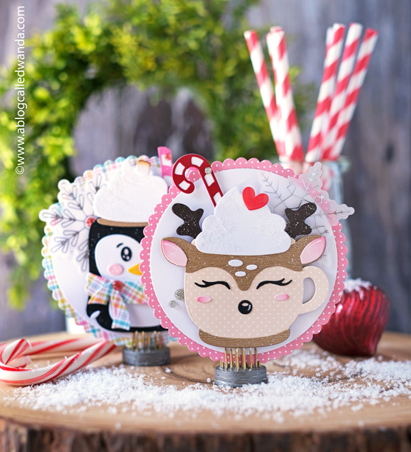 pixi dust designs, pixi dust mug, pixi dust reindeer mug, pixi dust penguin mug, tags, christmas, winter, coffee, mugs, die cuts, handmade, card ideas, christmas tags, make your own cards, tags, wanda guess, a blog called wanda