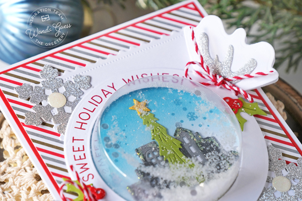 the greetery, the greetery stamps and dies, the greetery christmas, the greetery TGIF, the greetery blog, the greetery candy pops, shaker card, snowglobe card, Christmas time in the city, the greetery snowflake soiree, the greetery card ideas, wanda guess, the greetery design team, christmas cards, handmade, a blog called wanda