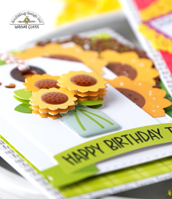 doodlebug, doodlebug design, doodlebug farmers market collection, fall, autumn, farmers market, scrapbooking, cards, handmade, card ideas with scrapbook paper, birthday cards, bees, sunflowers, doodlebug cards, wanda guess, a blog called wanda