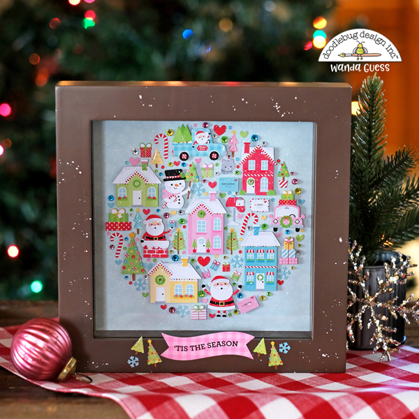 doodlebug, doodlebug design, doodlebug paper, doodlebug scrapbooking, doodlebug christmas, doodlebug candy cane lane, doodlebug shadow box, christmas scrapbooking, winter, santa, shadow box, paper crafting, diy, wanda guess, a blog called wanda