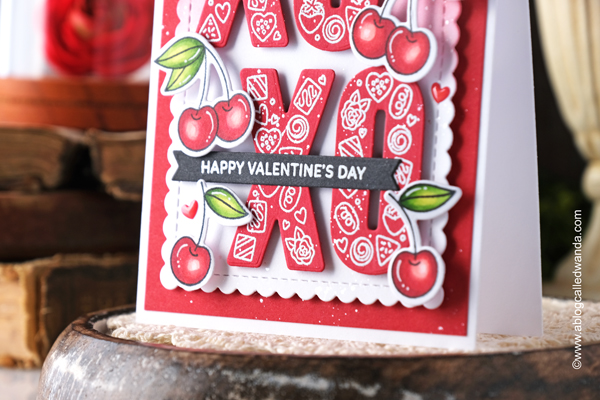 pretty pink posh stamps and dies, pretty pink posh valentines, pretty pink posh sweet cherries, pretty pink posh xoxo, valentine cards, copic markers, diy, handmade valentines, new release, distress oxide blending, wanda guess, a blog called wanda