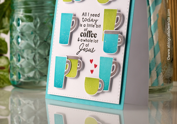 taylored expressions, taylored expressions card kit, perk up card kit, coffee crafts, coffee card, handmade cards, coffee theme, jesus and coffee, taylored expressions stamps and stencils, handmade card ideas, friendship, wanda guess, a blog called wanda