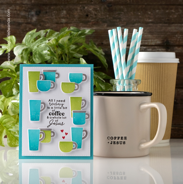 taylored expressions, taylored expressions card kit, perk up card kit, coffee crafts, coffee card, handmade cards, coffee theme, jesus and coffee, taylored expressions stamps and stencils, handmade card ideas, friendship, wanda guess, a blog called wanda