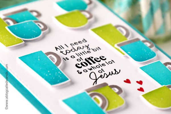 taylored expressions, taylored expressions card kit, perk up card kit, coffee crafts, coffee card, handmade cards, coffee theme, jesus and coffee, taylored expressions stamps and stencils, handmade card ideas, friendship, wanda guess, a blog called wanda
