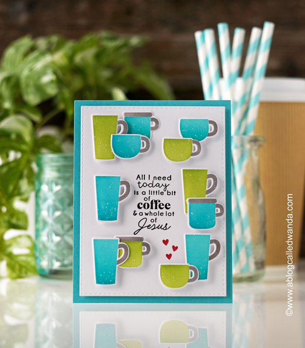 taylored expressions, taylored expressions card kit, perk up card kit, coffee crafts, coffee card, handmade cards, coffee theme, jesus and coffee, taylored expressions stamps and stencils, handmade card ideas, friendship, wanda guess, a blog called wanda