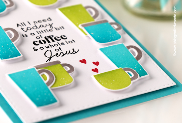 taylored expressions, taylored expressions card kit, perk up card kit, coffee crafts, coffee card, handmade cards, coffee theme, jesus and coffee, taylored expressions stamps and stencils, handmade card ideas, friendship, wanda guess, a blog called wanda