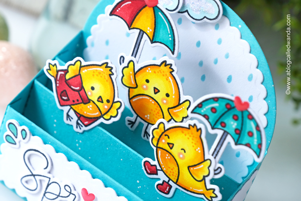 Pretty Pink Posh, pretty pink posh new release, pretty pink posh easter, stamps and dies, stencils, easter, spring, bunny, easter bunny, mug, spring foliage dies, spring chicks stamp set, pretty pink posh scallop box card, pop up card, easter ideas, easter mug additions, leafy spring wreath, handmade, diy, copic coloring, wanda guess, a blog called wanda