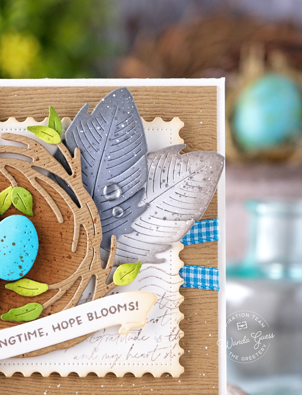 the greetery, the greetery new release, the greetery new beginnings, the greetery ribbon maker, the greetery curio, the greetery feather, the greetery morning glory, the greetery spring meadow, the greetery spring sprays, stencils, stamps and dies, easter, diy, handmade, easter cards, spring, wanda guess, a blog called wanda