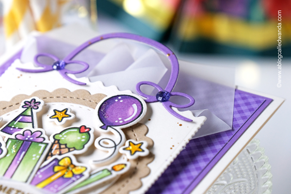 a blog called wanda, birthday card, birthday card ideas witt stamping, birthday sentiments stamp set, card making, copic coloring, die cuts, diy cards, gift card holder, make your own birthday card, pretty pink posh, pretty pink posh birthday release, pretty pink posh gift card bag die, pretty pink posh new release, pretty pink posh stamps and dies, purple, vellum, wanda guess, wish stamp set