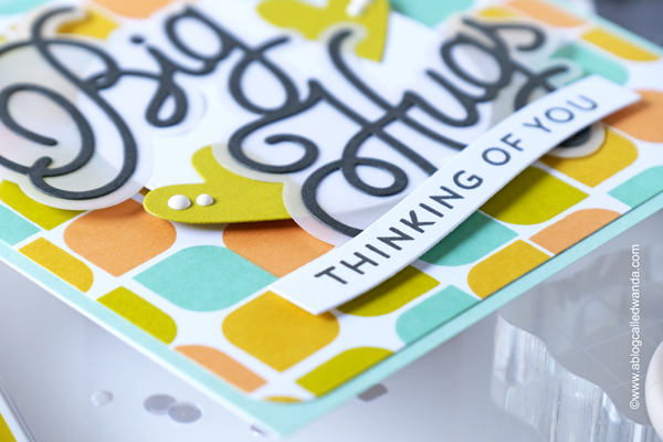 concord and 9th, concord & 9th, concord and 9th new colors, concord and 9th swatches, concord and 9th mod turnabout, concord and 9th triple step posy, card ideas, fun colors, cardmaking, stamping, stenciling, stitched vines die, turnabout stamps, big hugs die, just say more dies, wanda guess, a blog called wanda