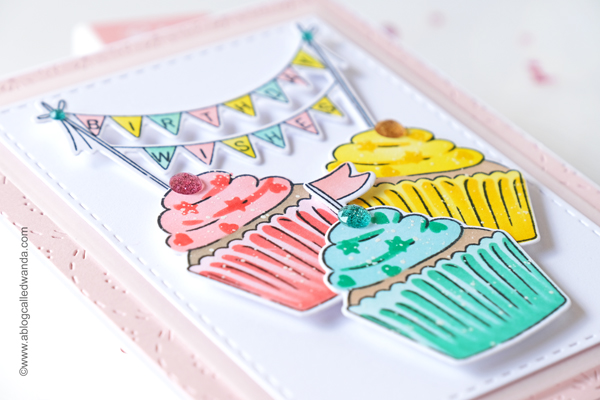 a blog called wanda, birthday card, birthday card ideas, birthday stamps and dies, blog hop, card layout ideas, cupcakes stamps and dies, handmade cards, pinkfresh stamps and dies, pinkfresh studio, pinkfresh studio new release, pinkfresh studio sweet day stamps and dies, stamping, stencils, wanda guess
