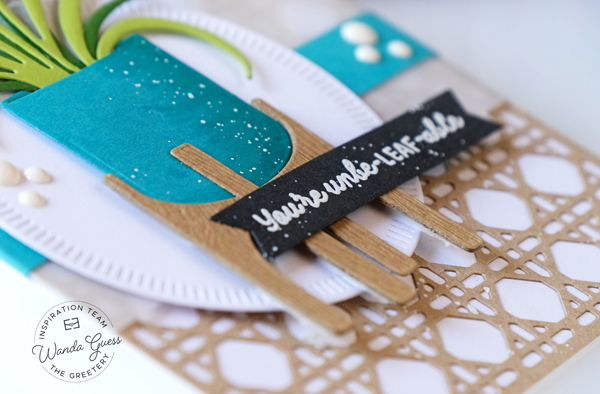 the greetery, the greetery stamps and dies, the greetery urban jungle, the greetery new release, cardmaking, handmade cards, stamps and dies, wanda guess, a blog called wanda, the greetery hibiscus dies, the greetery modern planters, the greetery woven cane background die, the greetery monstera die, tropical cards