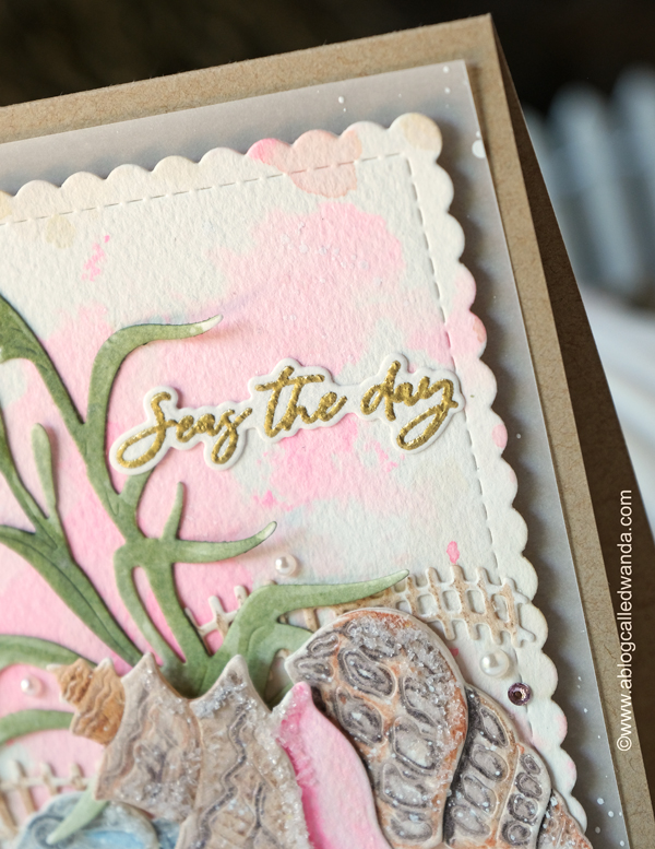 a blog called wanda, card layouts, cottage countryside, handmade card ideas, honey bee stamps, honey bee stamps and dies, honey bee stamps card ideas, ink blending, lovely layers, seas the day stamp set, seashells dies, shoreline scene builder dies, spring cottage village dies, summer cards, wanda guess, watercolor pencils, winter village dies