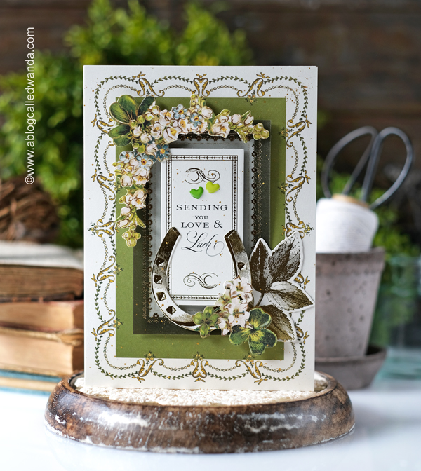 anna griffin card kit, anna griffin st. patrick's day, st patricks day cards, card ideas, anna griffin cards, anna griffin ideas, vellum toppers, lucky, handmade, scrapbooking, st patricks day ideas, card layouts, rosettes, alexandra renke heart rosette, vintage style, vintage cards, wanda guess, a blog called wanda
