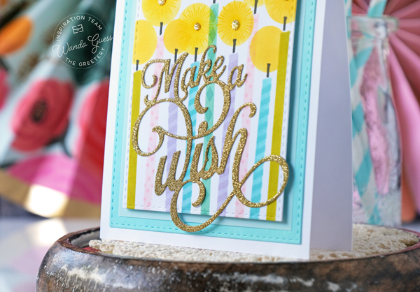 the greetery, the greetery new release, the greetery hip hip hooray, the greetery stamps and dies, the greetery birthday ideas, birthday cards, card layouts, card sketches, stencils, stamps, candles, make a wish, tear strip banners, the greetery all aglow, the greetery pinwheel party, wanda guess, a blog called wanda
