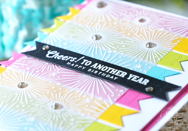 the greetery, the greetery new release, the greetery hip hip hooray, the greetery stamps and dies, the greetery birthday ideas, birthday cards, card layouts, card sketches, stencils, stamps, candles, make a wish, tear strip banners, the greetery all aglow, the greetery pinwheel party, wanda guess, a blog called wanda