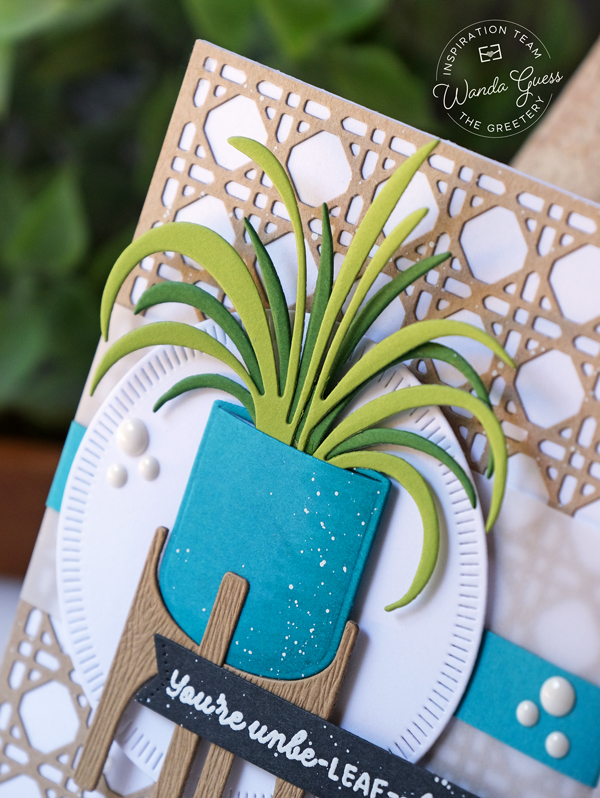 the greetery, the greetery stamps and dies, the greetery urban jungle, the greetery new release, cardmaking, handmade cards, stamps and dies, wanda guess, a blog called wanda, the greetery hibiscus dies, the greetery modern planters, the greetery woven cane background die, the greetery monstera die, tropical cards