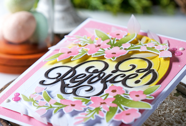 the greetery, the greetery new release, the greetery new beginnings release, the greetery spring, flowers, stencils, stamps and dies, easter, baby face, the greetery spring meadow, the greetery spring sprays, the greetery rejoice, hot foil, diy easter, easter cards, distress inks, bee dies, handmade cards, wanda guess, a blog called wanda