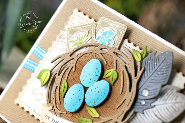 the greetery, the greetery new release, the greetery new beginnings, the greetery ribbon maker, the greetery curio, the greetery feather, the greetery morning glory, the greetery spring meadow, the greetery spring sprays, stencils, stamps and dies, easter, diy, handmade, easter cards, spring, wanda guess, a blog called wanda