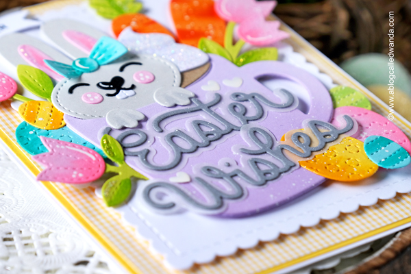 a blog called wanda, bunny, copic coloring, diy, easter, easter bunny, easter ideas, easter mug additions, handmade, leafy spring wreath, mug, pop up card, Pretty Pink Posh, pretty pink posh easter, pretty pink posh new release, pretty pink posh scallop box card, spring, spring chicks stamp set, spring foliage dies, stamps and dies, stencils, wanda guess