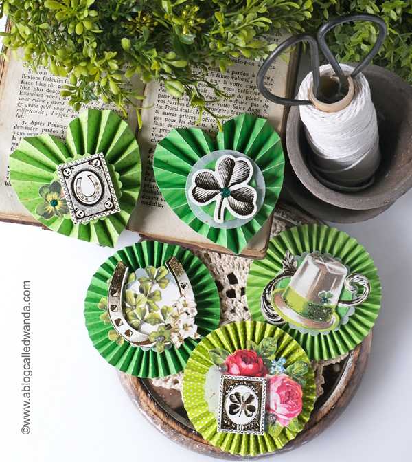 anna griffin card kit, anna griffin st. patrick's day, st patricks day cards, card ideas, anna griffin cards, anna griffin ideas, vellum toppers, lucky, handmade, scrapbooking, st patricks day ideas, card layouts, rosettes, alexandra renke heart rosette, vintage style, vintage cards, wanda guess, a blog called wanda