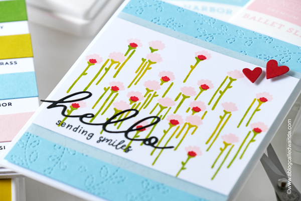 concord and 9th, concord & 9th, concord and 9th new colors, concord and 9th swatches, concord and 9th mod turnabout, concord and 9th triple step posy, card ideas, fun colors, cardmaking, stamping, stenciling, stitched vines die, turnabout stamps, big hugs die, just say more dies, wanda guess, a blog called wanda