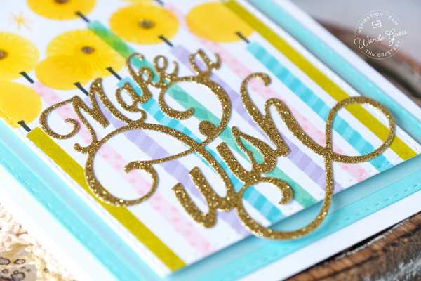 the greetery, the greetery new release, the greetery hip hip hooray, the greetery stamps and dies, the greetery birthday ideas, birthday cards, card layouts, card sketches, stencils, stamps, candles, make a wish, tear strip banners, the greetery all aglow, the greetery pinwheel party, wanda guess, a blog called wanda