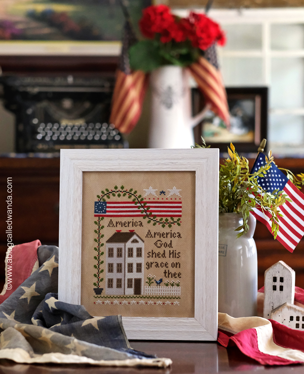 America Little House Needleworks, Cross Stitch, Cross stitch pattern, americana, patriotic, 4th of july, 14 aida, vintage country mocha, framed cross stitch, framing ideas, finishing ideas, cross stitching, little house needleworks, flag, usa, wanda guess, a blog called wanda America Little House Needleworks, Cross Stitch, Cross stitch pattern, americana, patriotic, 4th of july, 14 aida, vintage country mocha, framed cross stitch, framing ideas, finishing ideas, cross stitching, little house needleworks, flag, usa, wanda guess, a blog called wanda