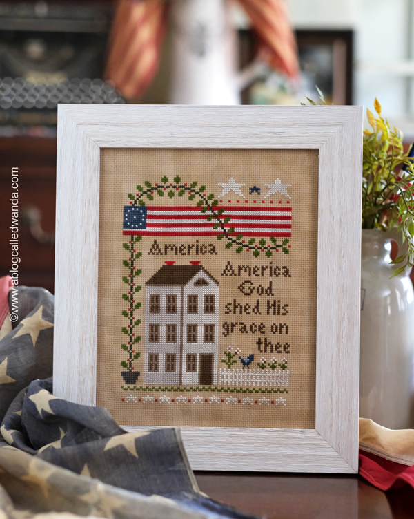 America Little House Needleworks, Cross Stitch, Cross stitch pattern, americana, patriotic, 4th of july, 14 aida, vintage country mocha, framed cross stitch, framing ideas, finishing ideas, cross stitching, little house needleworks, flag, usa, wanda guess, a blog called wanda America Little House Needleworks, Cross Stitch, Cross stitch pattern, americana, patriotic, 4th of july, 14 aida, vintage country mocha, framed cross stitch, framing ideas, finishing ideas, cross stitching, little house needleworks, flag, usa, wanda guess, a blog called wanda