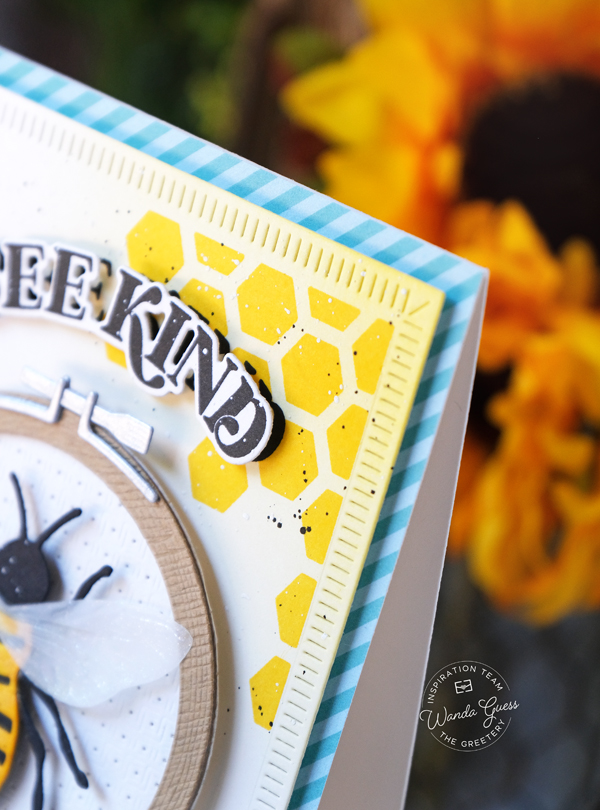 the greetery, the greetery handiwork collection, the greetery stamps and dies, the greetery hoopla, embroidery hoop, the greetery honey bees, the greetery embroidered blooms, the greetery floral sampler, the greetery aida, the greetery cards, handmade cards, card ideas, embossing, stitched scallop notecard, wanda guess, a blog called wanda
